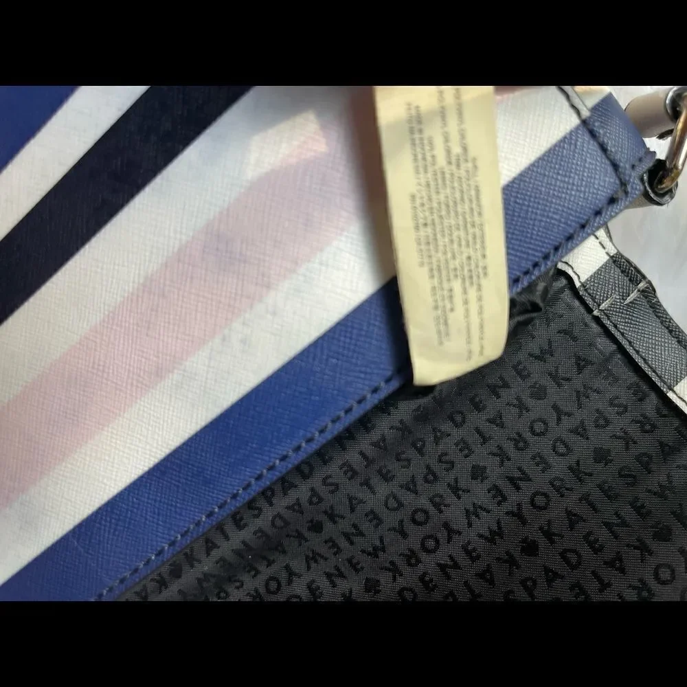 Kate Spade New York tricolor stripes Beige light pink & Navy blue cross body bag